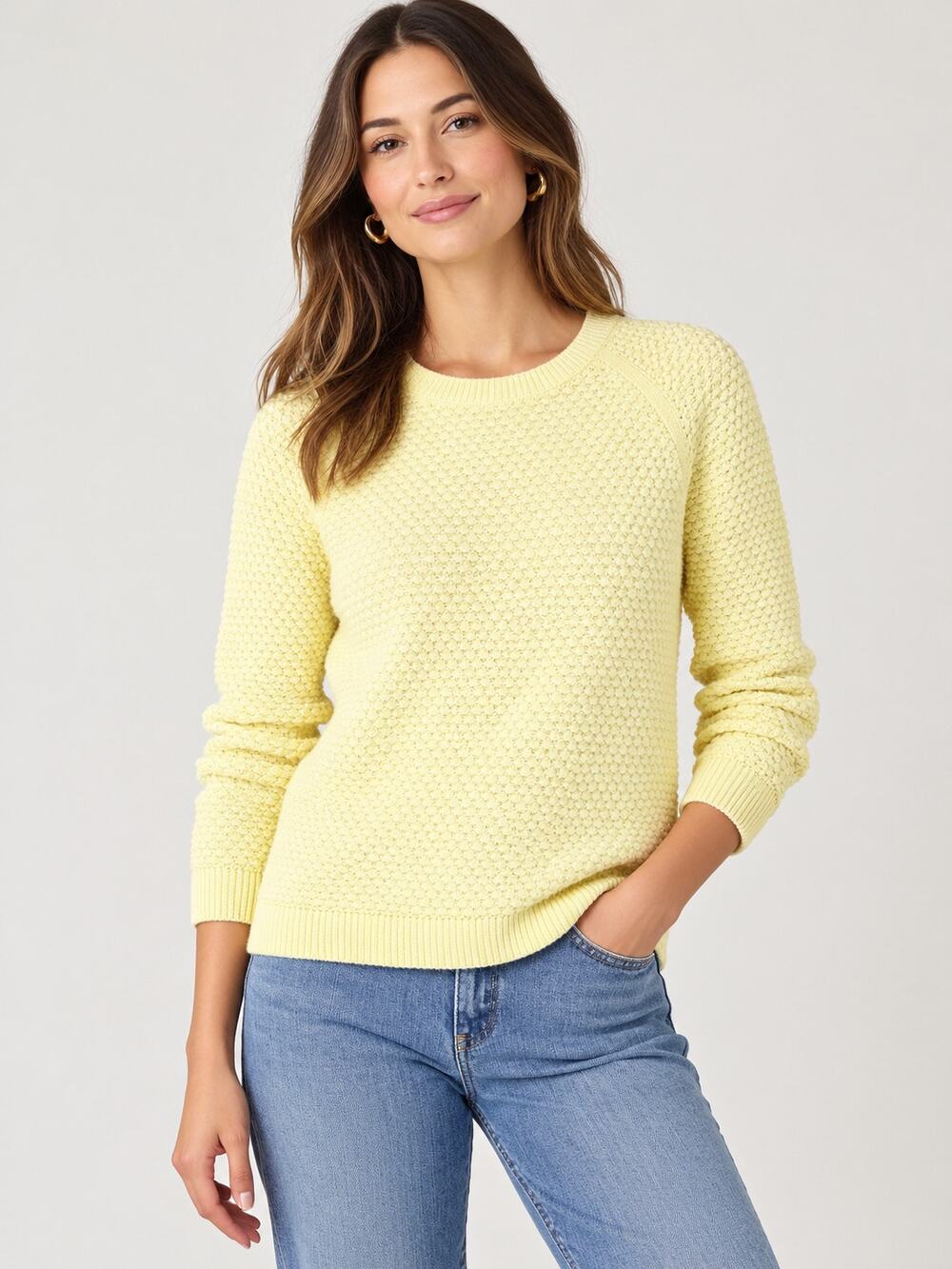 Hobbs London Women's SZ L 100% Cotton Lucie Jumper In Lemon Drop NWT $145